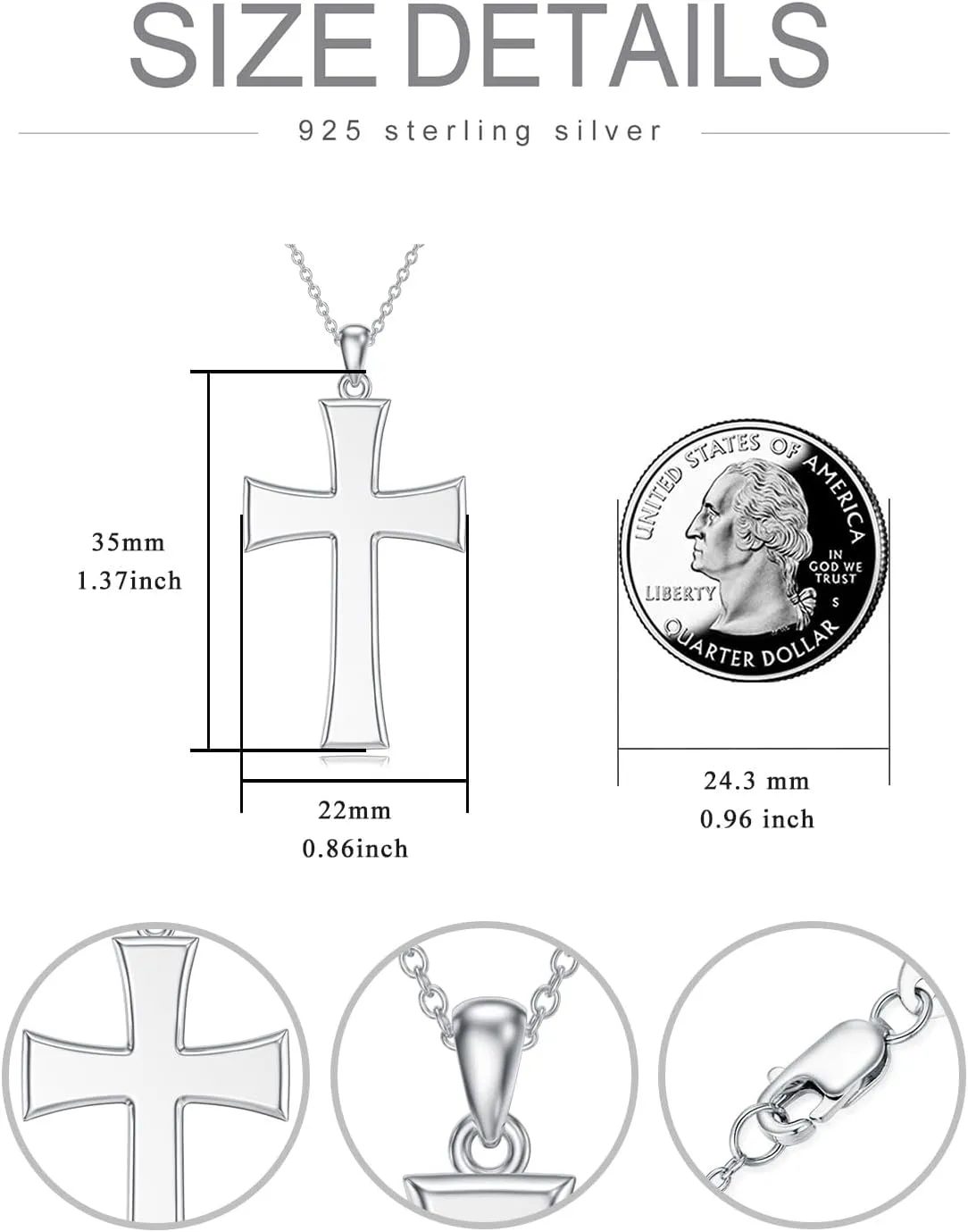 Cross Necklaces for Women 925 Sterling Silver Cross Pendant Christmas Religious Jewelry Gifts