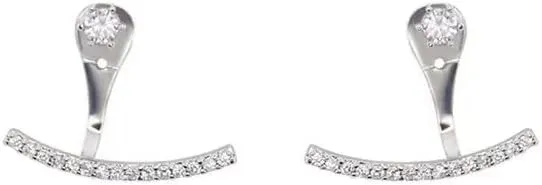 Cubic Zirconia Ear Jacket Earrings Front Back Post Studs Fashion Jewelry Gift (Cubic zirconia)