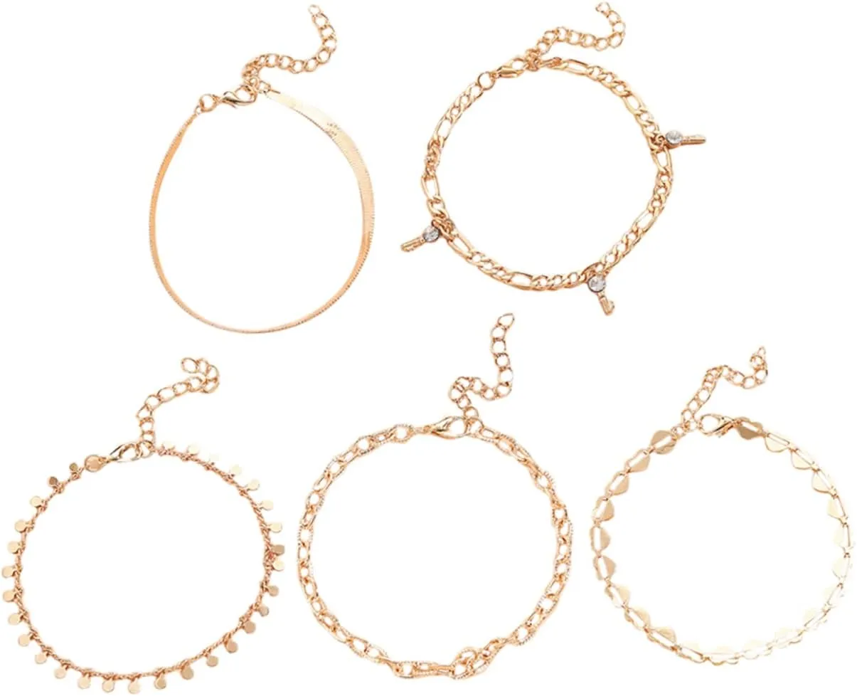 Dainty Heart Design Ankle Chain Jewelry for Women Plated Foot Chain Anklet for Beach Party and Daily Wear Stylish Summer Accessory Outfit