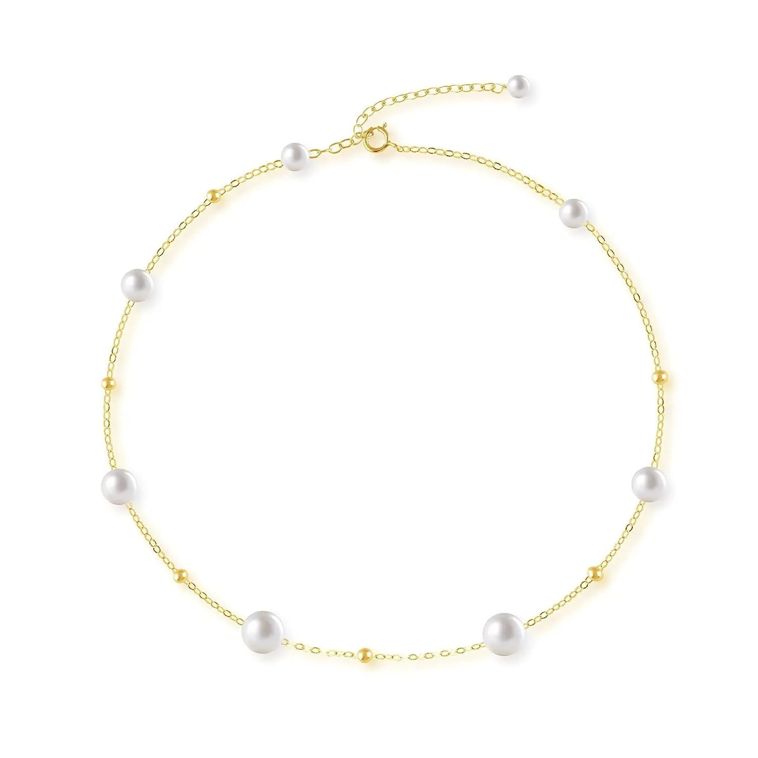 Dainty Pearl Choker Necklaces for Women Shining Shell 14K Gold Filled Freshwater Pearls Necklace Adjustable Anniversary Gift for Her