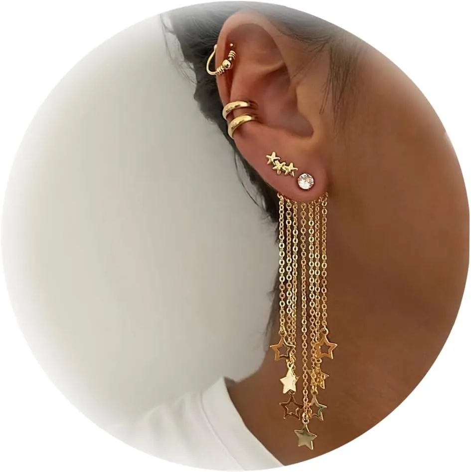 Dangle Sequin Tassel Earrings - Boho Lightweight Star Earrings for Concerts