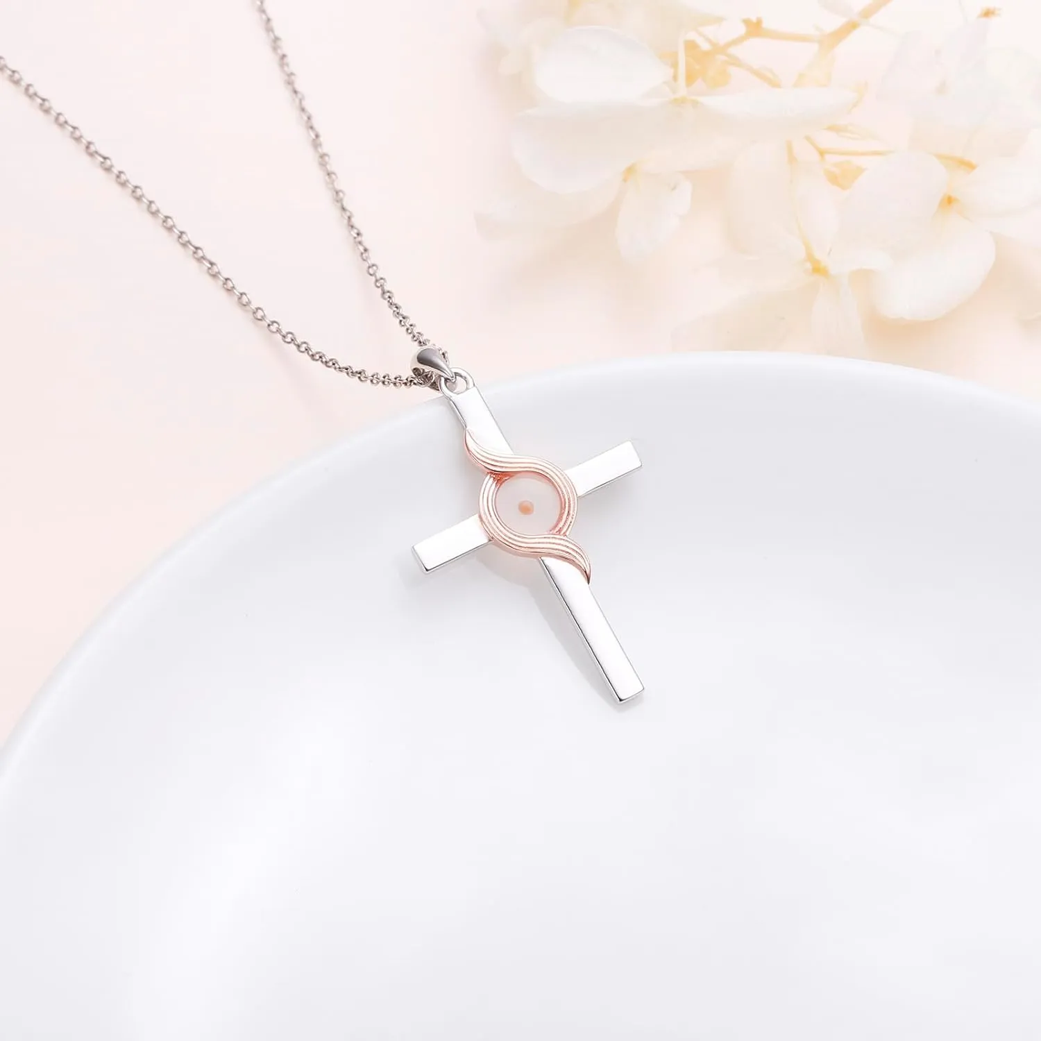 DAOCHONG Faith Necklace 925 Sterling Silver Christian Cross Pendant with Chain Necklaces for Women Birthday Gifts Jeweley