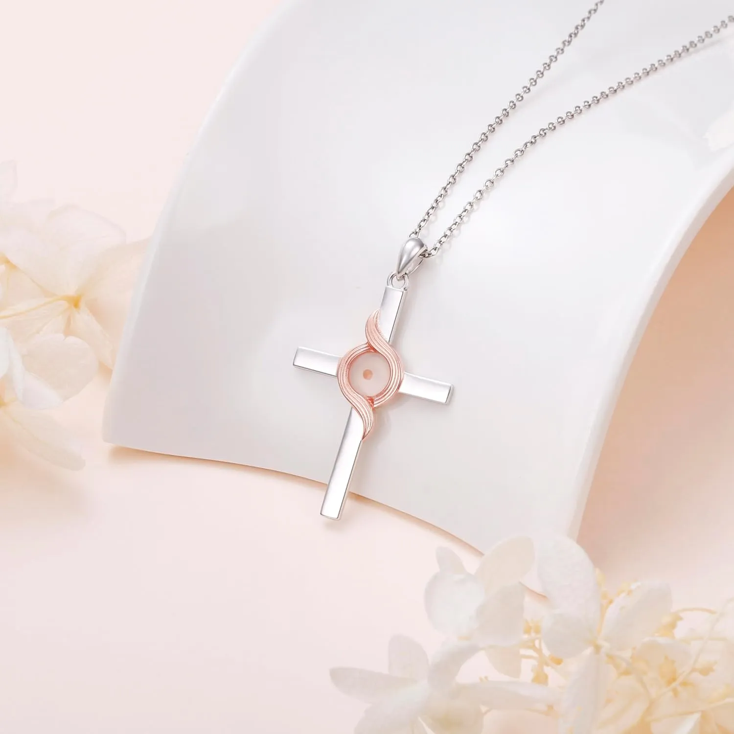 DAOCHONG Faith Necklace 925 Sterling Silver Christian Cross Pendant with Chain Necklaces for Women Birthday Gifts Jeweley