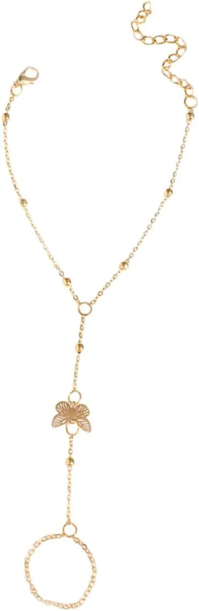 Didiseaon Butterfly Chain Ring Bracelet Fashion Wrist Jewelry for Women Trendy Hand Chain Decor