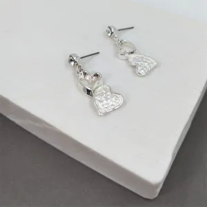 Drop heart studs