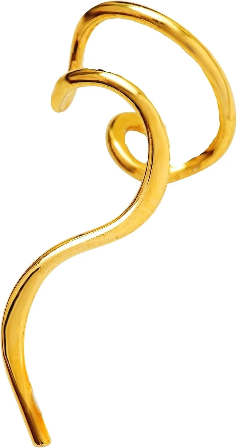 Ear Charms 'One-Liner' Ear Cuff Non-Pierced Left Earring Jacket Cuff Gold on Silver
