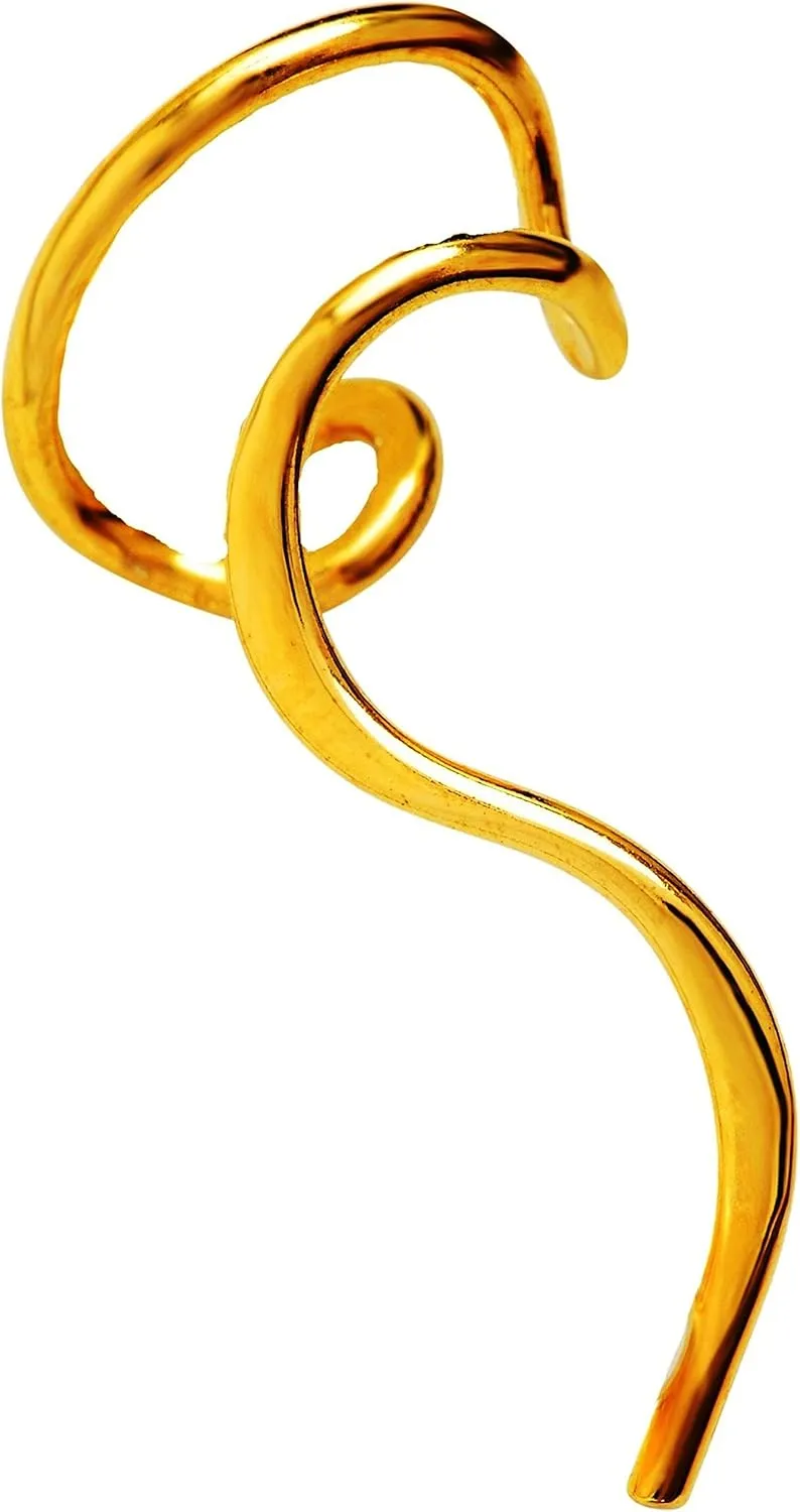 Ear Charms 'One-Liner' Ear Cuff Non-Pierced Right Earring Jacket Cuff Gold on Silver