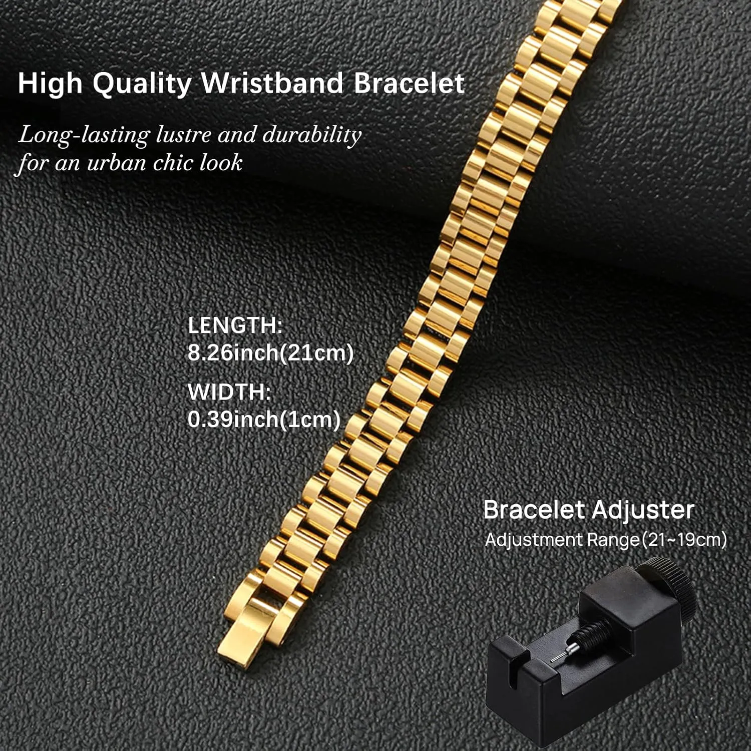 EllieHouse Four Leaf Lucky Bracelets for Women Classic Diamond Tennis Personalized Thick Link Bracelet Adjustable Watch Band Chain Wristband Jewelry