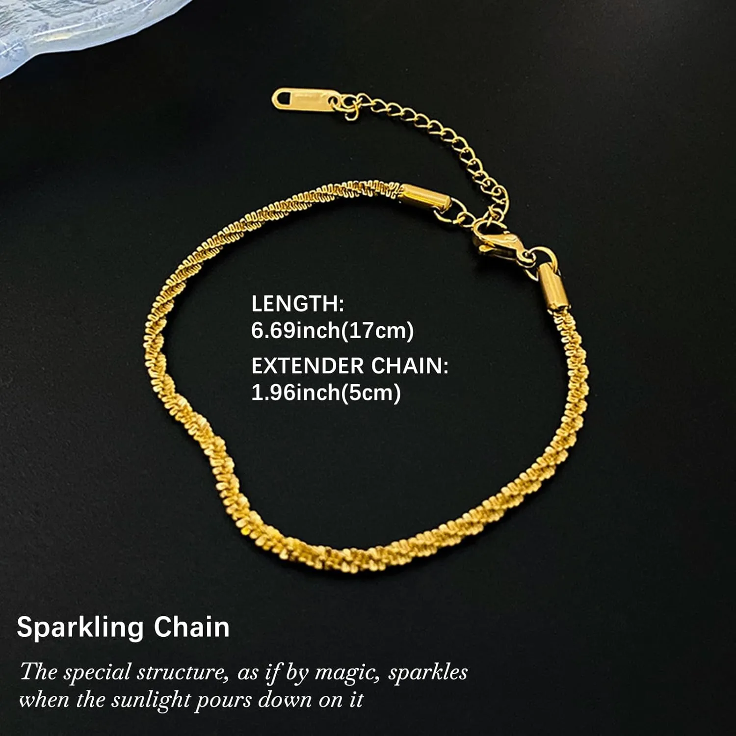 EllieHouse Four Leaf Lucky Bracelets for Women Classic Diamond Tennis Personalized Thick Link Bracelet Adjustable Watch Band Chain Wristband Jewelry