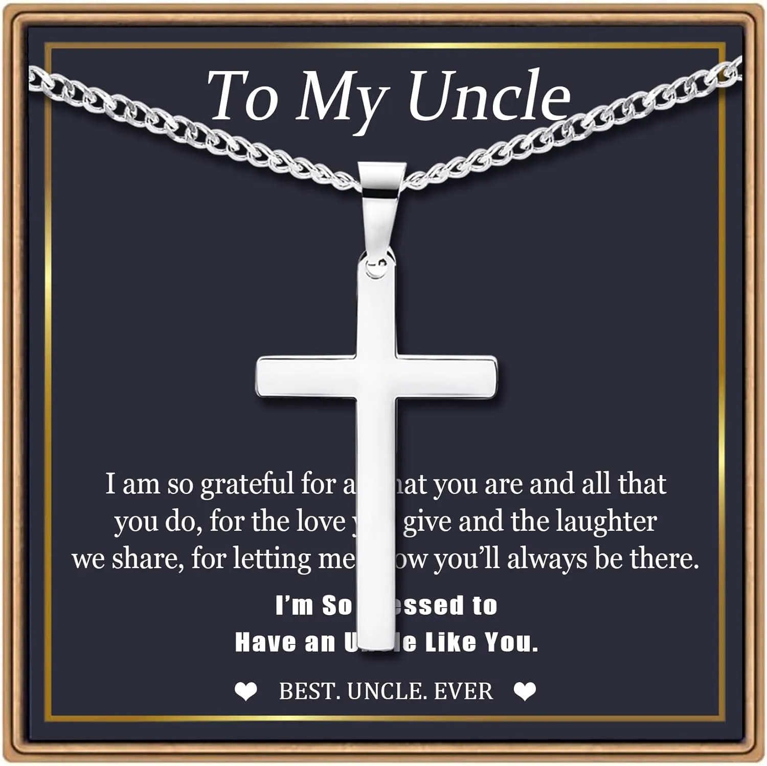 EPIRORA Cross Necklaces Gifts for Men, Silver Cuban Link Chain Necklace Gifts for Dad Son Grandson Uncle Nephew Boyfriend