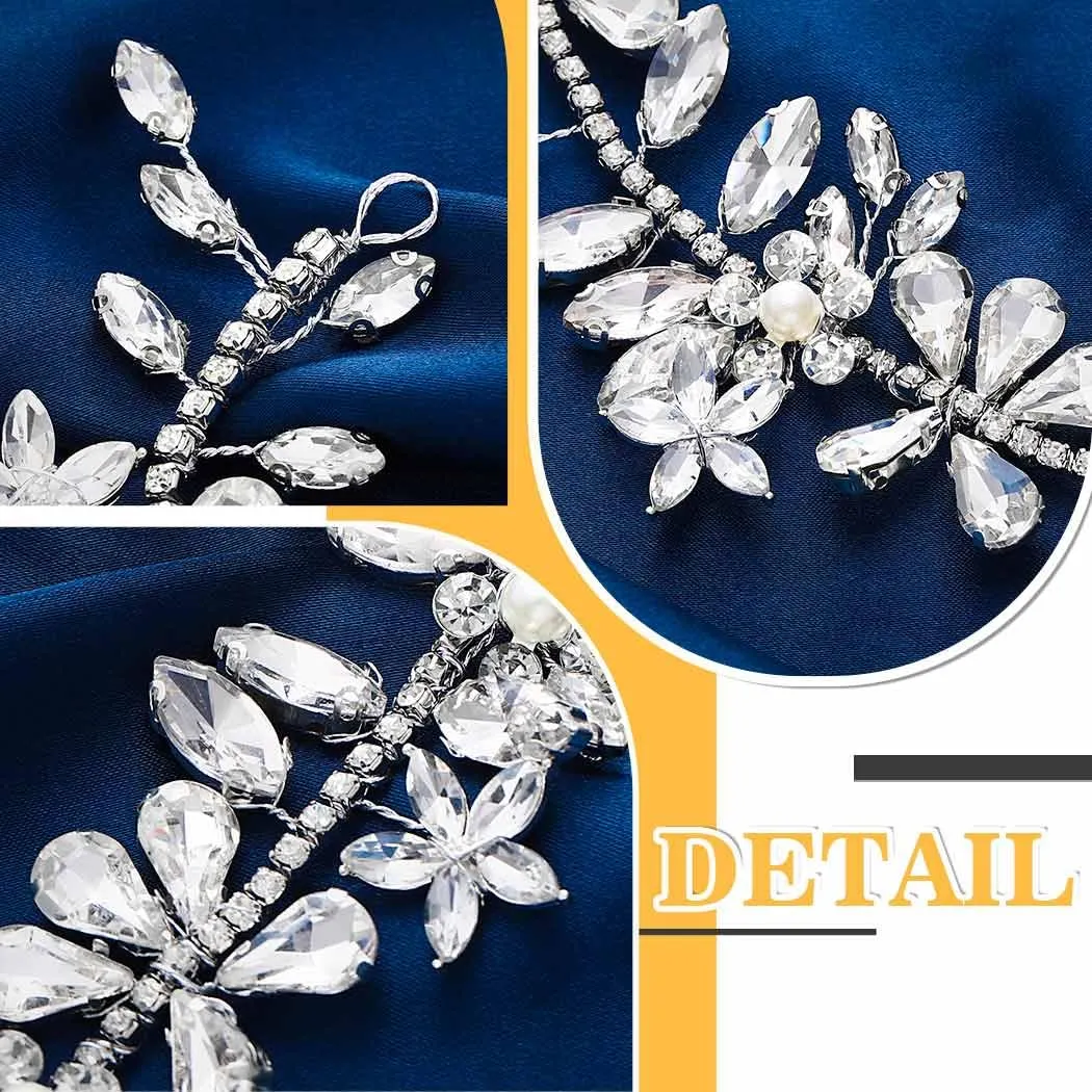 EVILD Rhinestone Bride Wedding Hair Accessories Silver Diamond Hair Pieces for Women