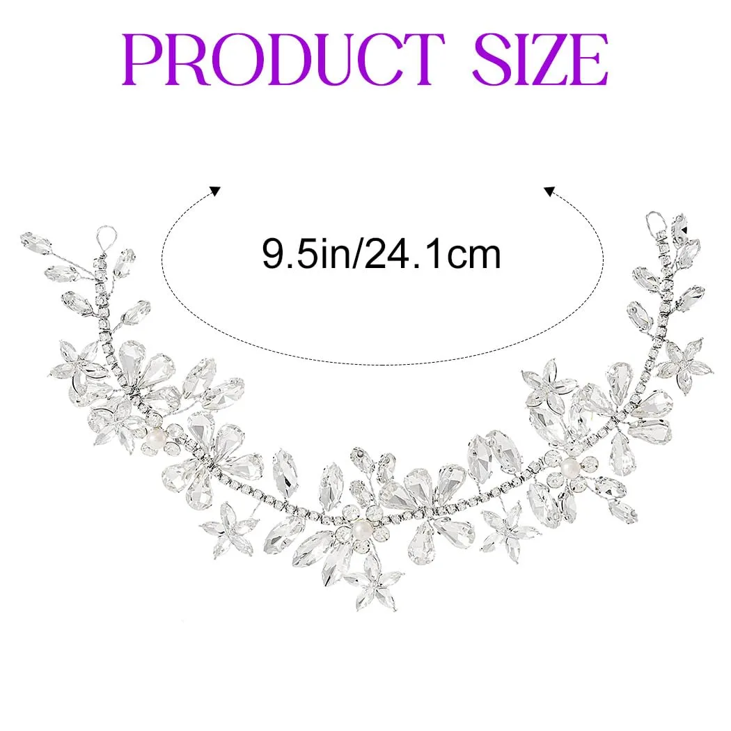 EVILD Rhinestone Bride Wedding Hair Accessories Silver Diamond Hair Pieces for Women