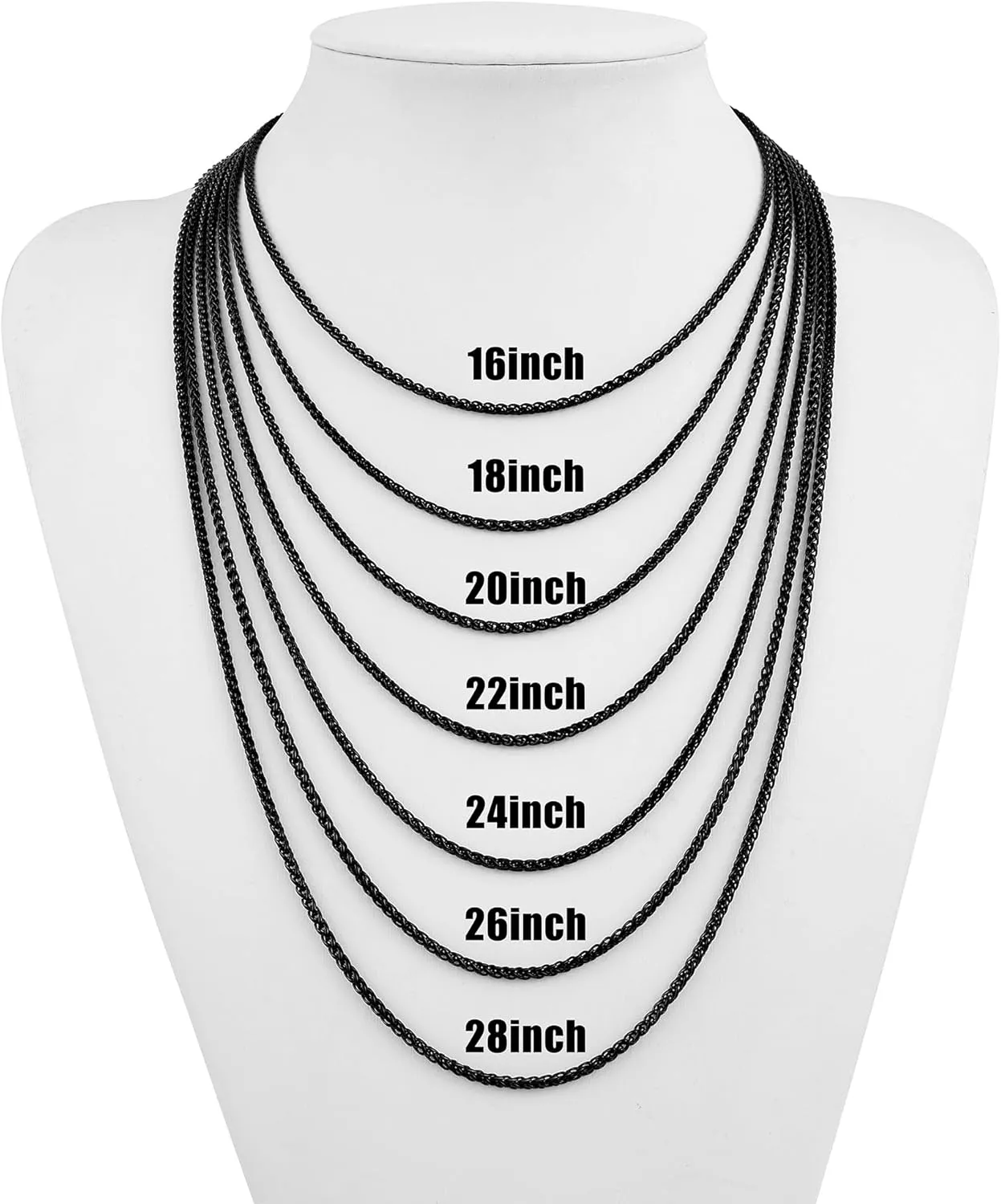 Fiusem Cross Necklace for Men, Black Mens Cross Necklaces with 2.5mm Chain, Stainless Steel Wheat Chain, 16-24 Inch