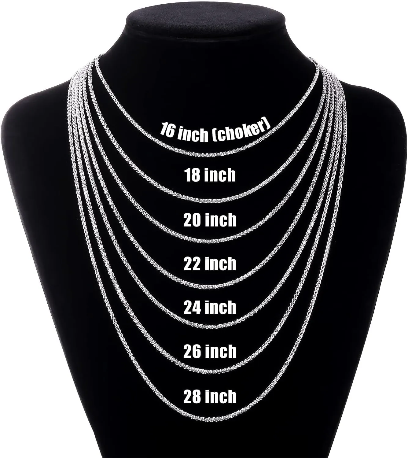 Fiusem Cross Necklace for Men, Silver Tone Mens Cross Necklaces with 2.5mm Chain, Stainless Steel Wheat Chain, 16-24 Inch