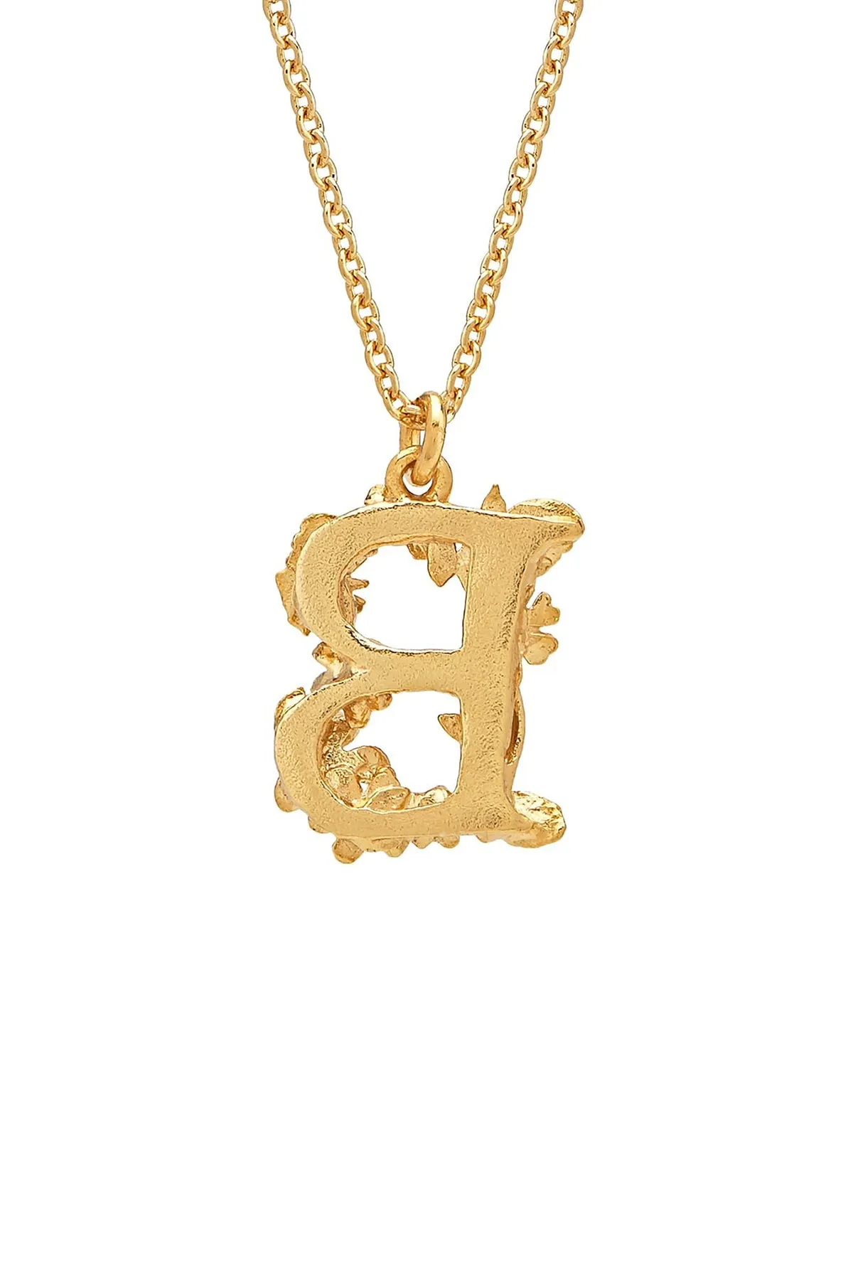 Floral Letter B Necklace Gold Plate