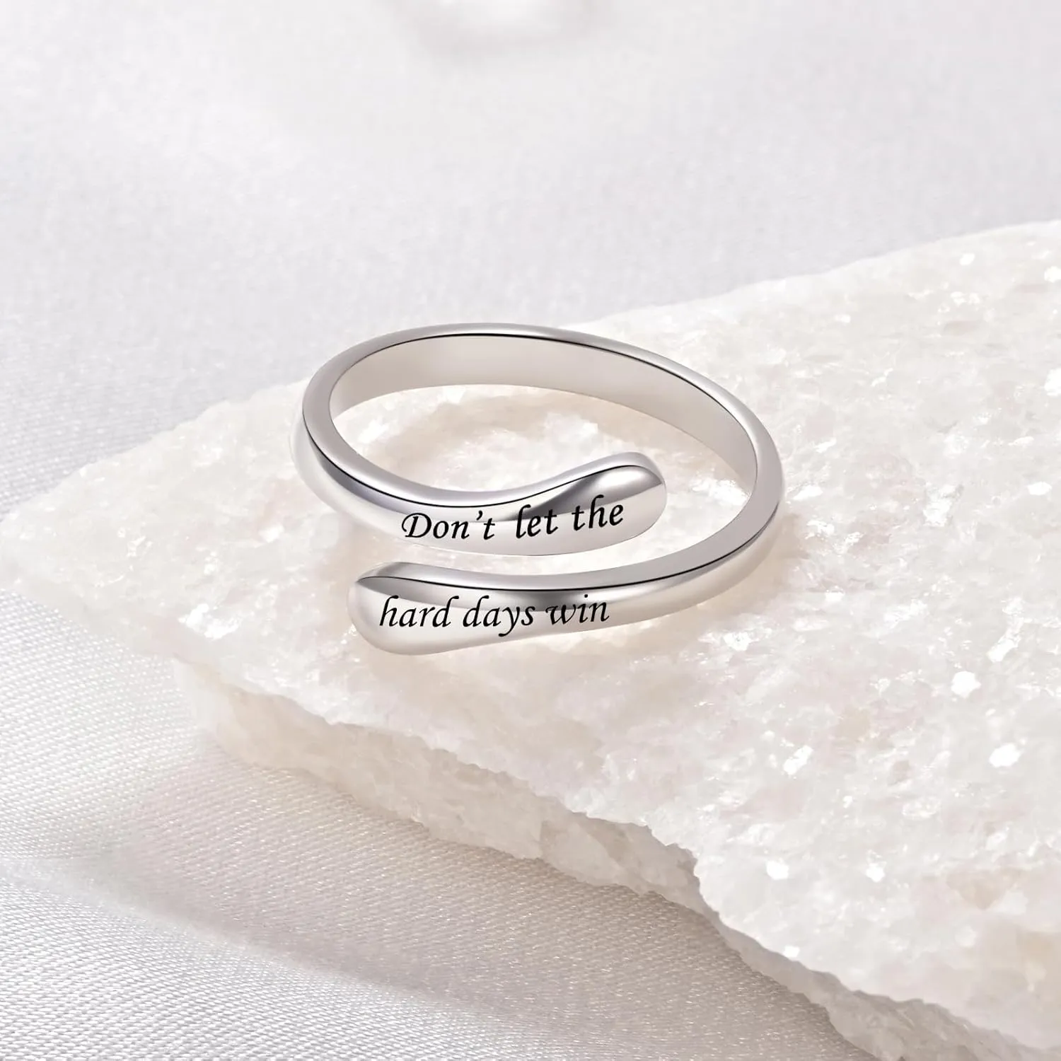 Fookduoduo 925 Sterling Silver Ring Inspirational Jewelry adjustable Wrap Open Rings for Women