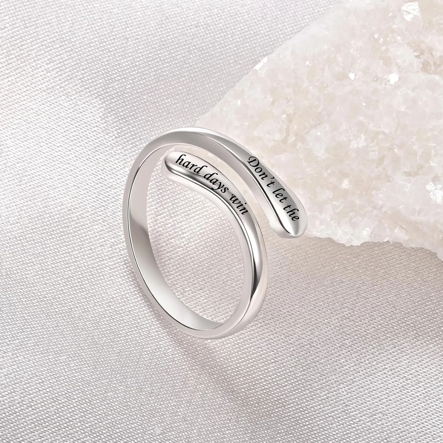 Fookduoduo 925 Sterling Silver Ring Inspirational Jewelry adjustable Wrap Open Rings for Women