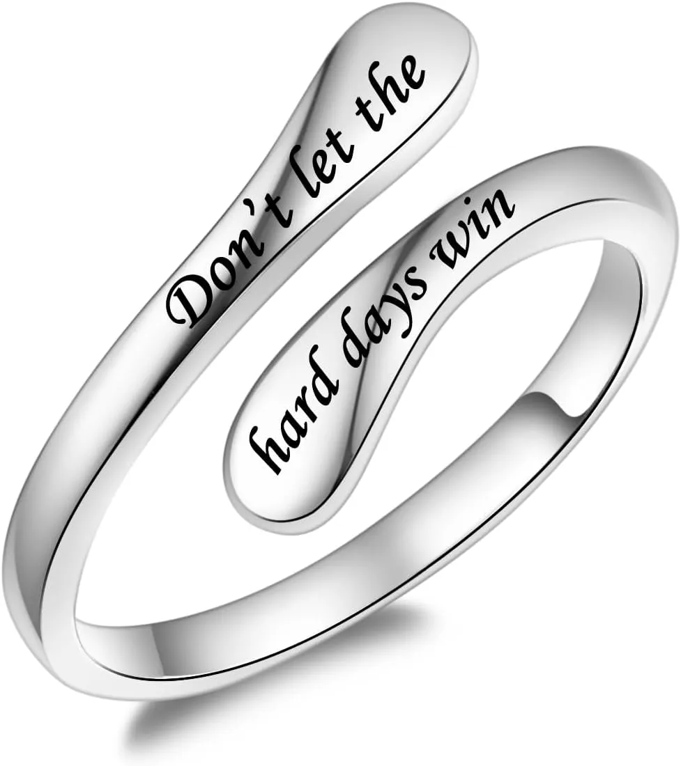 Fookduoduo 925 Sterling Silver Ring Inspirational Jewelry adjustable Wrap Open Rings for Women