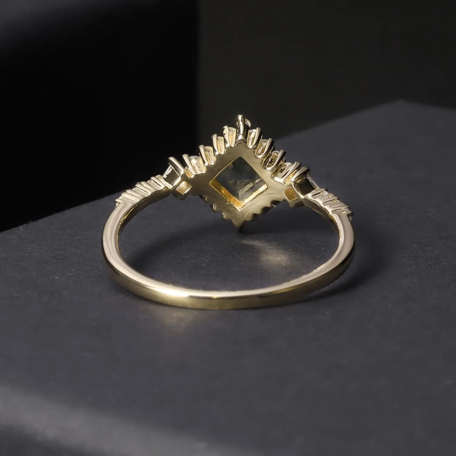 Gem's Beauty Moss Agate Rings 14k Gold Engagement Rings Women in 925 Sterling Silver Rings