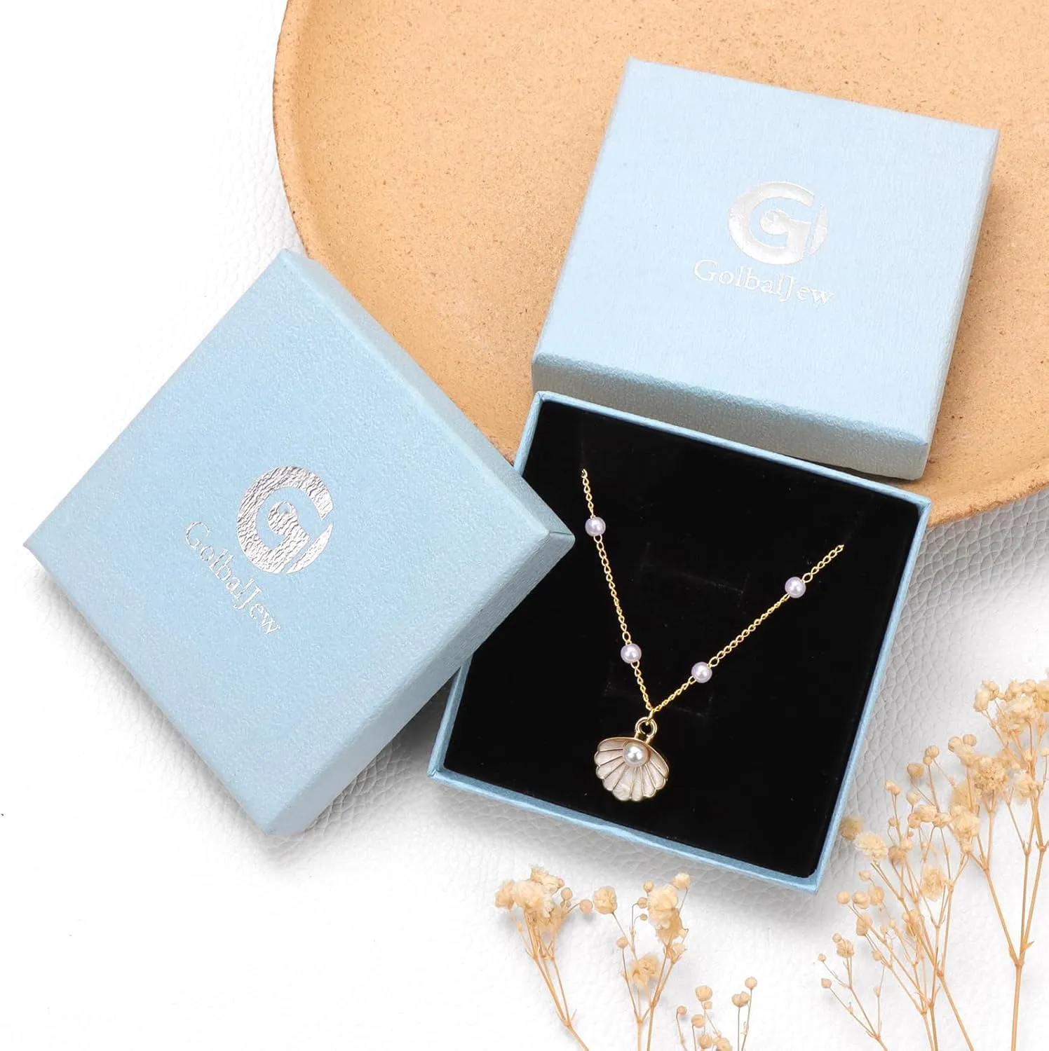 GolbalJew Cute Necklace for Women 18K Gold Plated Dainty Pearl Chain Choker Necklaces Trendy Jewelry Gift