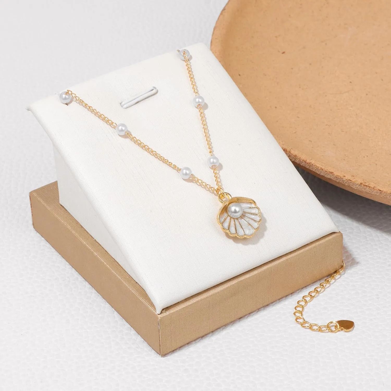 GolbalJew Cute Necklace for Women 18K Gold Plated Dainty Pearl Chain Choker Necklaces Trendy Jewelry Gift