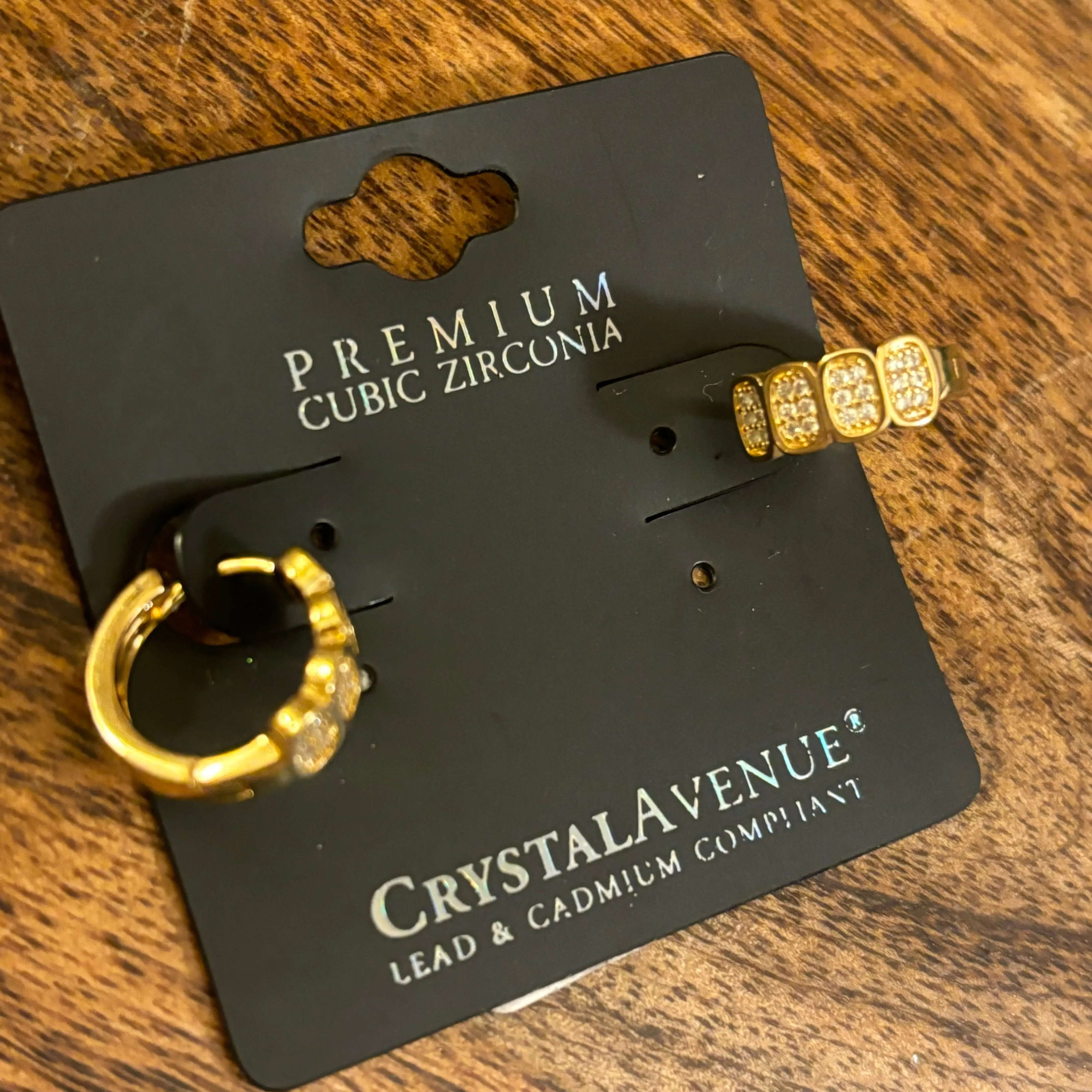 Gold and CZ Huggie Hoop Earrings