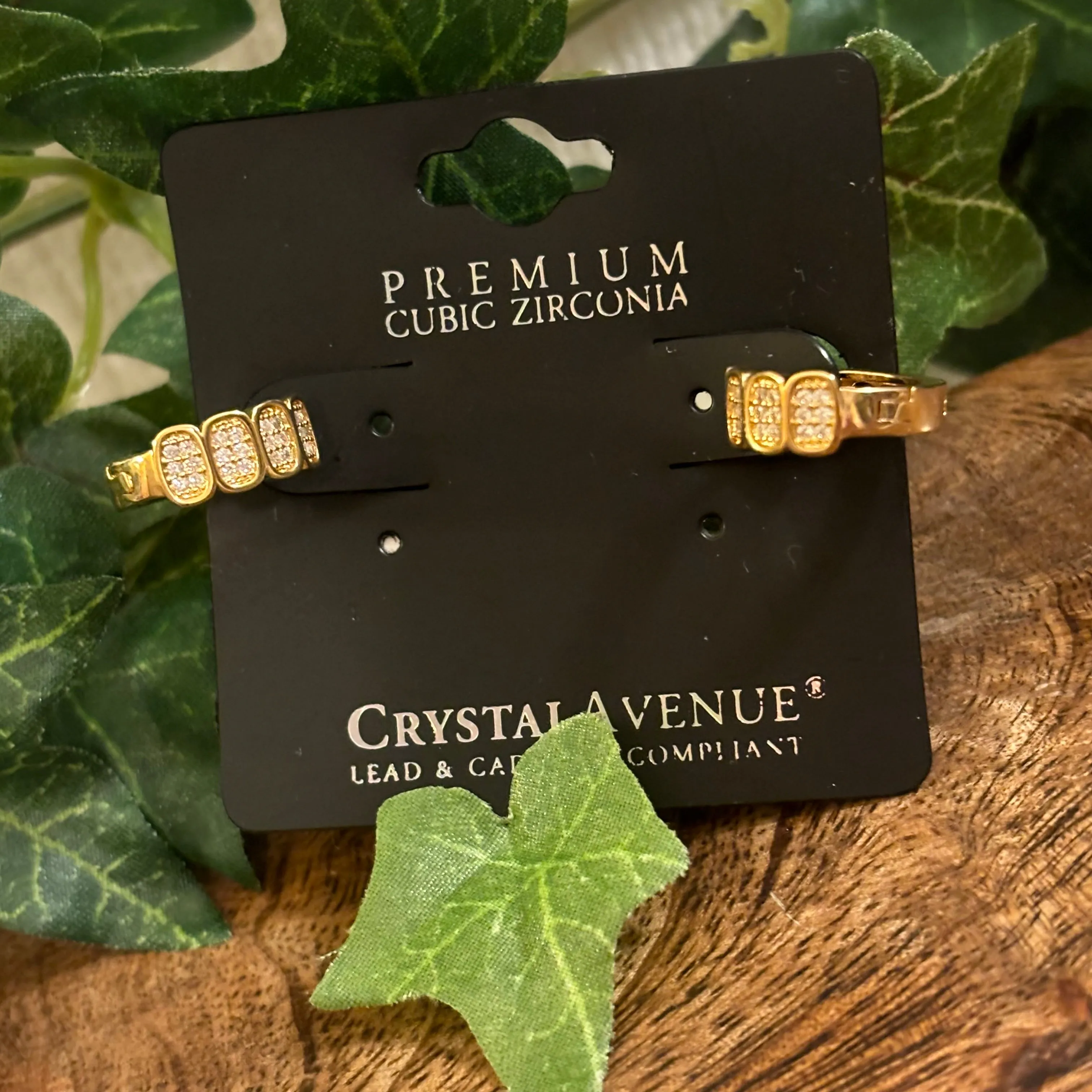 Gold and CZ Huggie Hoop Earrings