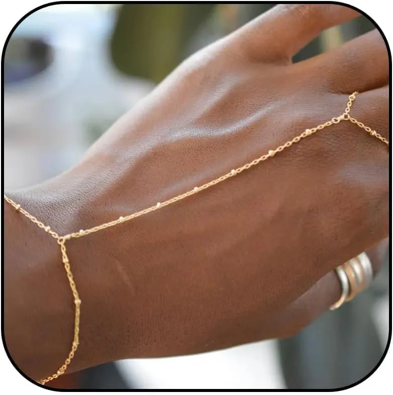 Gold Bracelets for Women,Hand Chain Ring Bracelet Bracelet Ring Hand Chain Non Tarnish Hand Jewelry for Women Dainty Bracelets Set for Women