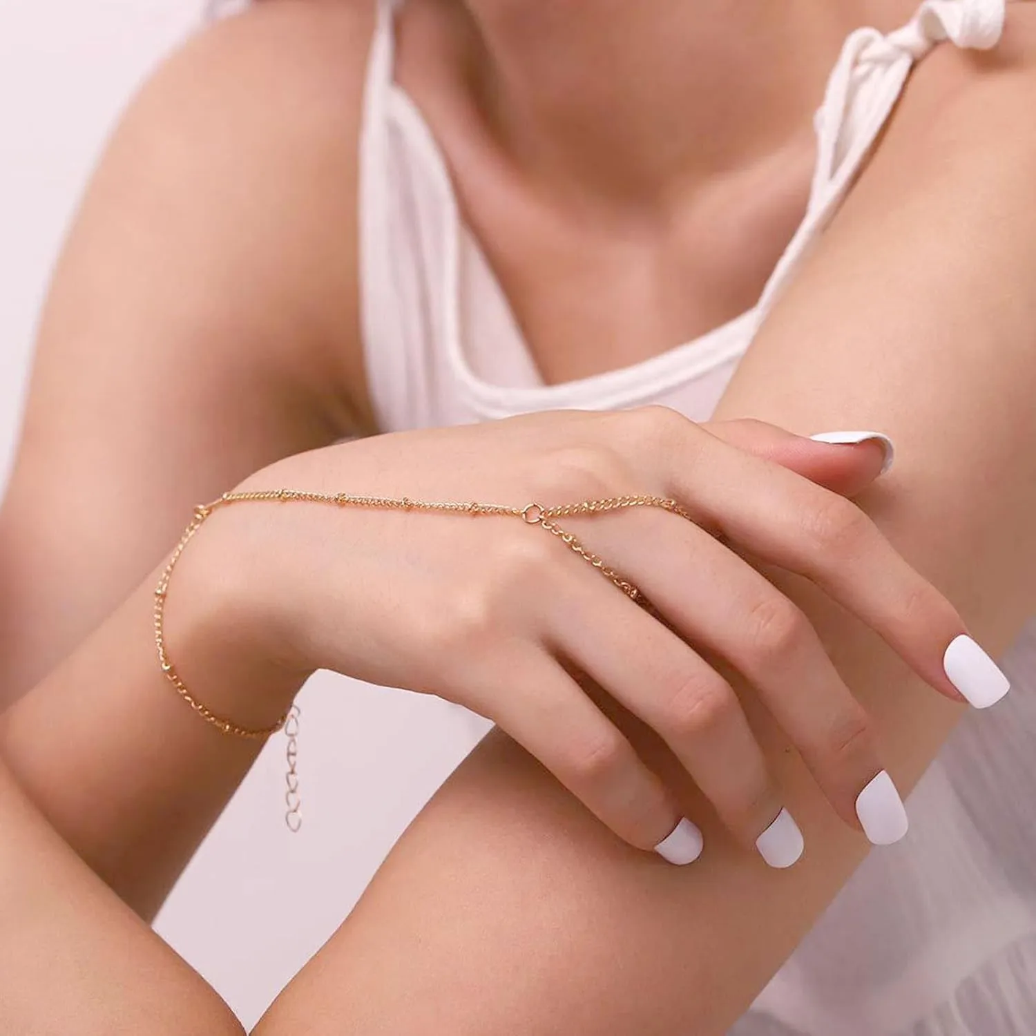 Gold Bracelets for Women,Hand Chain Ring Bracelet Bracelet Ring Hand Chain Non Tarnish Hand Jewelry for Women Dainty Bracelets Set for Women