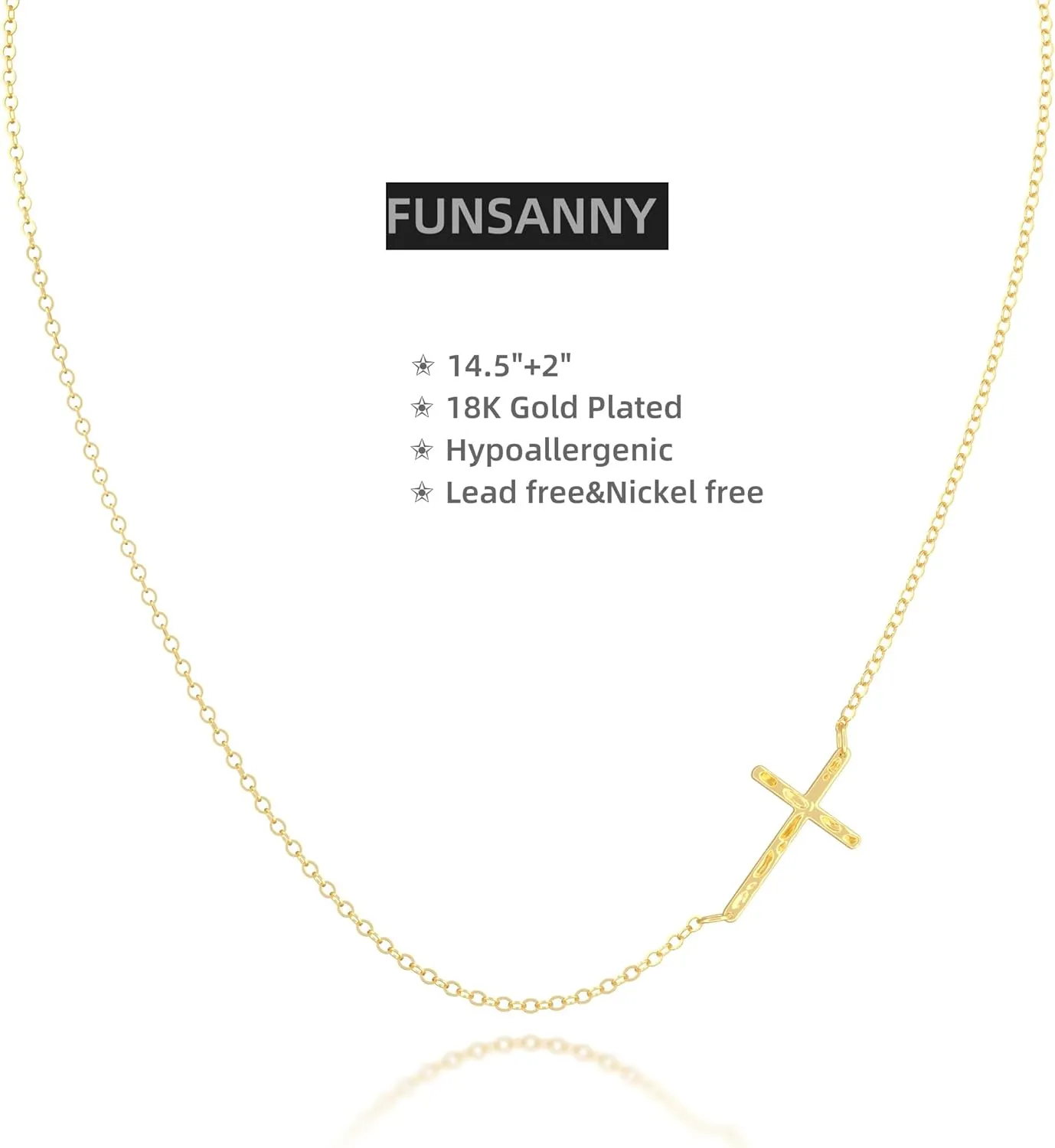 Gold Cross Necklace for Women - Dainty Gold Necklaces Trendy Small 14K Gold Plated Hypoallergenic Infinity Crown Cross Cubic Zirconia Pendant Box Rope Chain Necklace for Women Non Tarnish Jewelry Gift