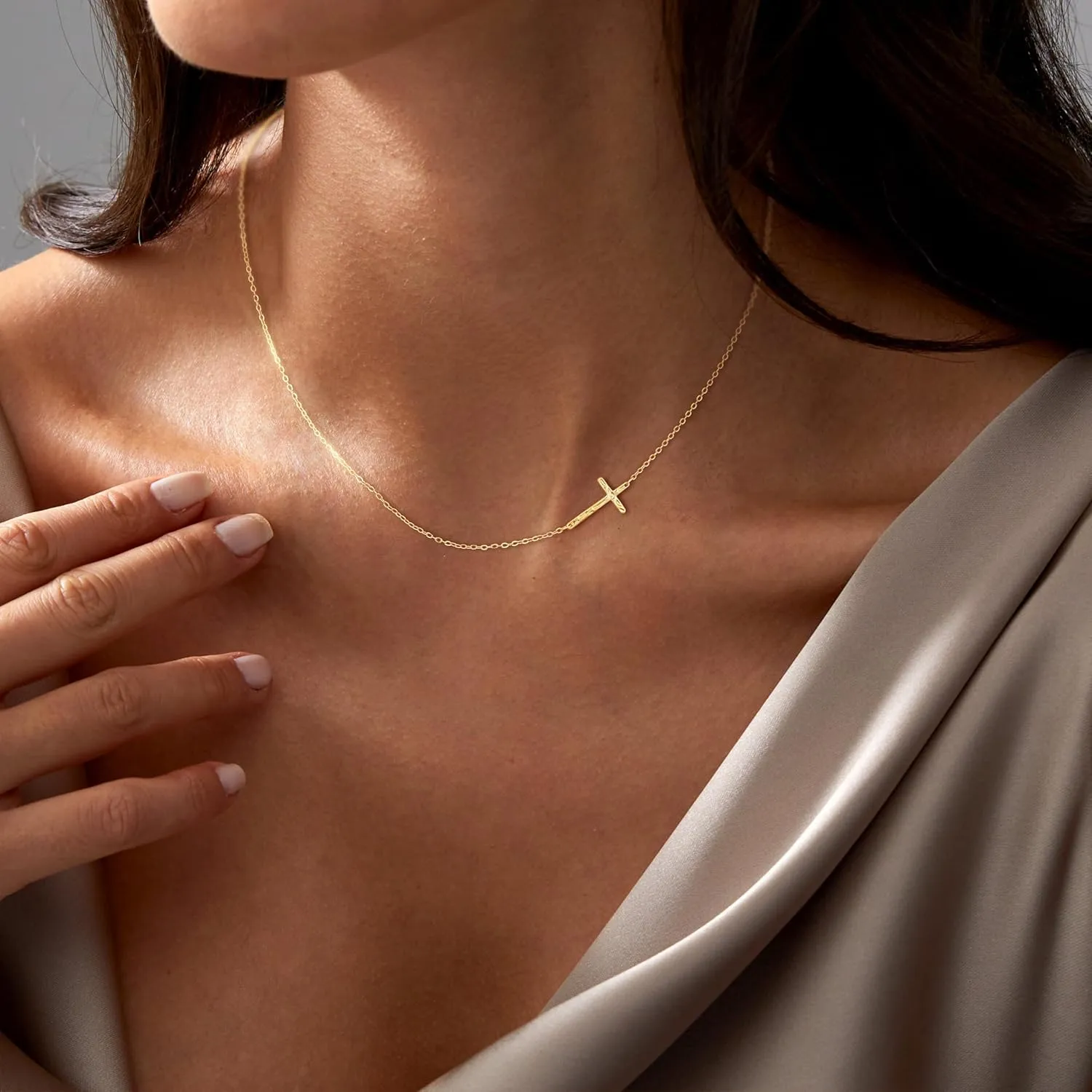 Gold Cross Necklace for Women - Dainty Gold Necklaces Trendy Small 14K Gold Plated Hypoallergenic Infinity Crown Cross Cubic Zirconia Pendant Box Rope Chain Necklace for Women Non Tarnish Jewelry Gift