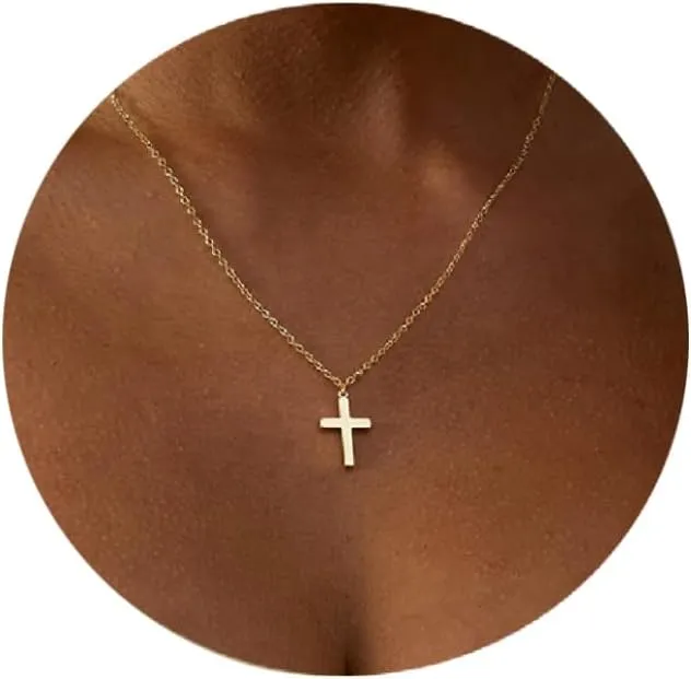 Gold Cross Necklace for Women Diamond Tiny Dainty Chain Necklaces Cross Pendant Faith Jewelry