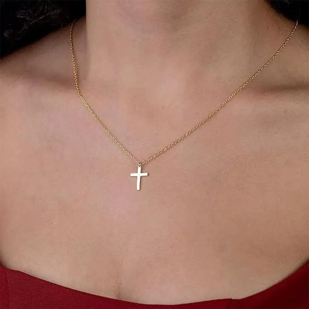 Gold Cross Necklace for Women Diamond Tiny Dainty Chain Necklaces Cross Pendant Faith Jewelry