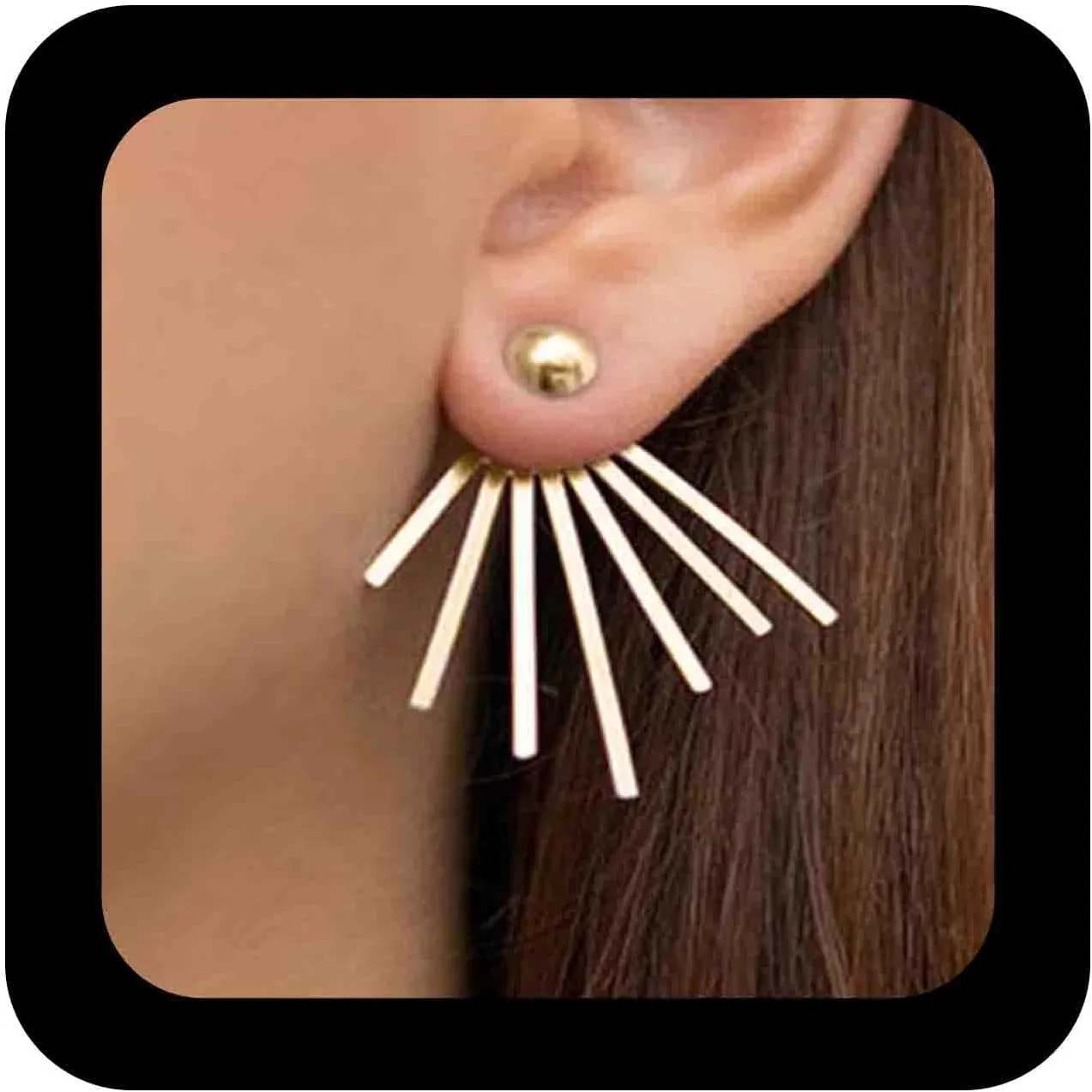 Gold Ear Jacket Earrings Spike Ear Jacket Earrings Geometric Front Back Earrings Spike Stud Earrings Minimalist Modern Earrings Jewelry for Women