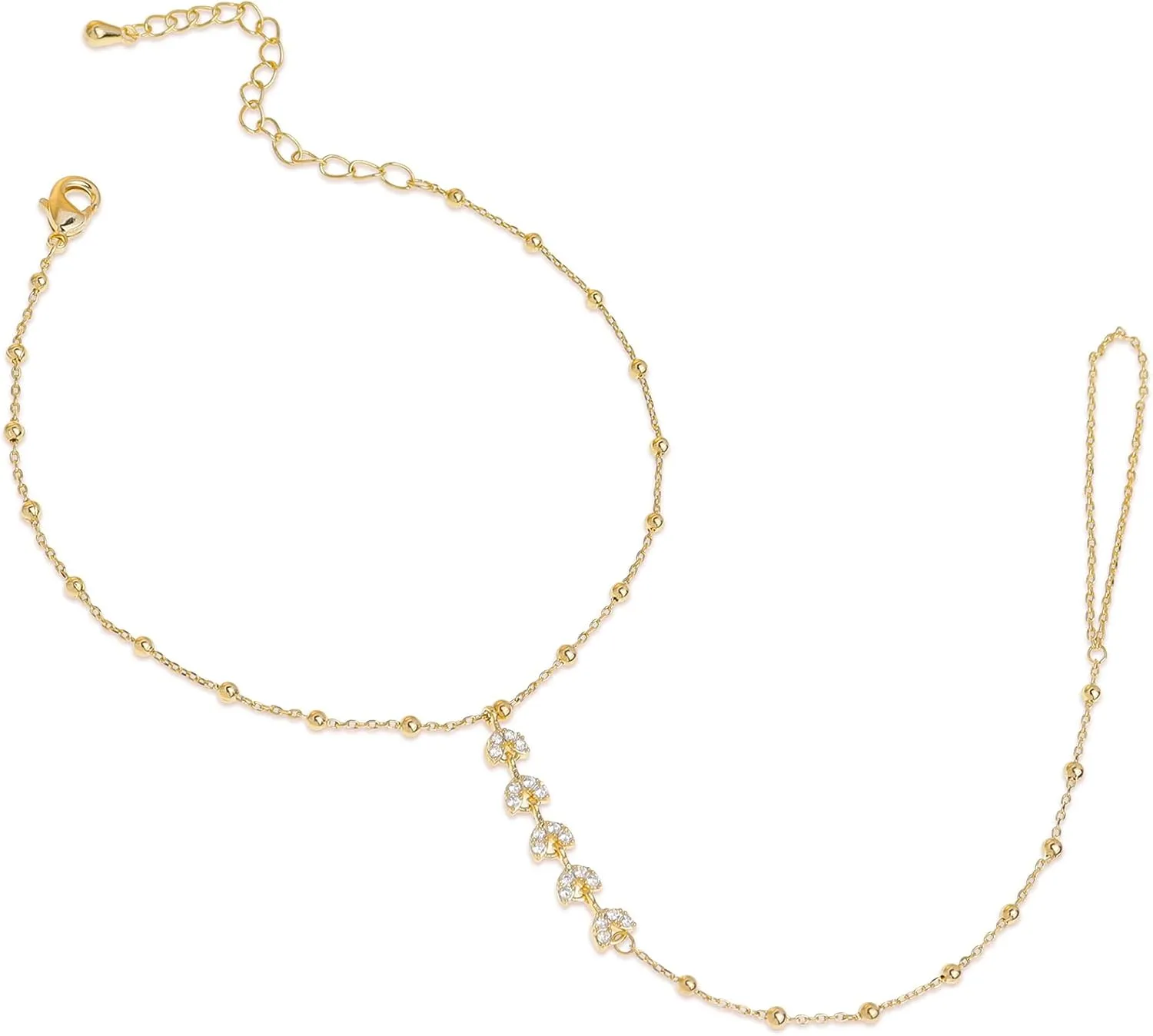 Gold Hand Chain Ring Slave Bracelets for Woman, Dainty Slave Bracelets Summer Beach Jewelry Gift.