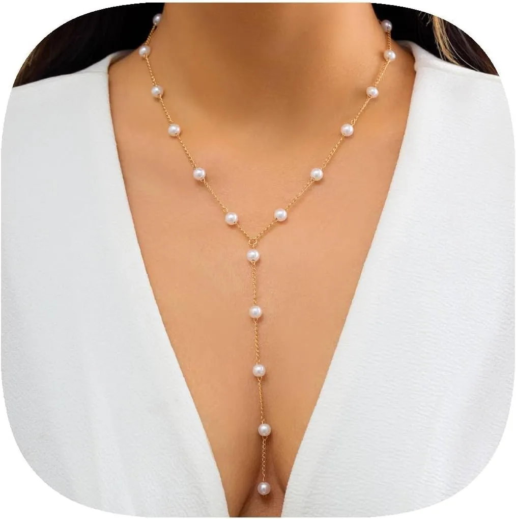 Gold Pearl Necklaces for Women 14k Gold Plated Layered Pearl Necklace Dainty Choker Trendy Jewelry Set Cute Jewelry Gift Teen Girls