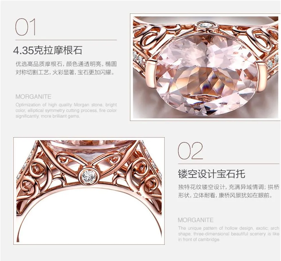 Gold Plated Solid Rings,Rose Gold Gemstone Inlaid Vintage Ring Round Cut Cubic Zirconia CZ Wedding Promise Rings for Her