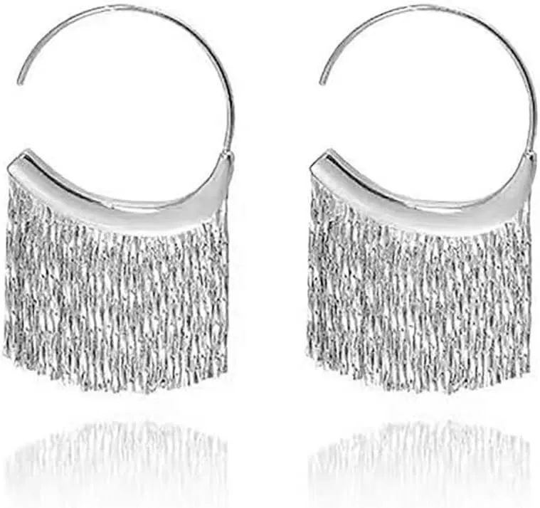 Gold Tassel Earrings for Women 14K Gold Plated Chain Earrings Linear Fringe Earrings Statement Tassels Drop Earrings Birthday Party Gift for Women