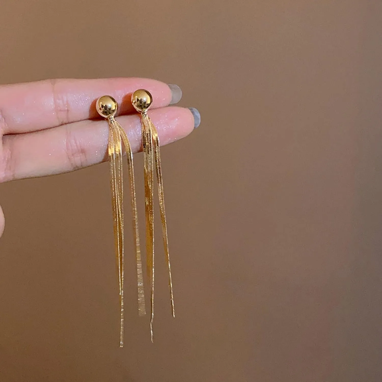 Gold Tassel Earrings for Women Gold Dangle Earrings Long Tassel Drop Earrings Fringe Statement Earrings Silver Wedding Bridesmaid Jewelry for Women