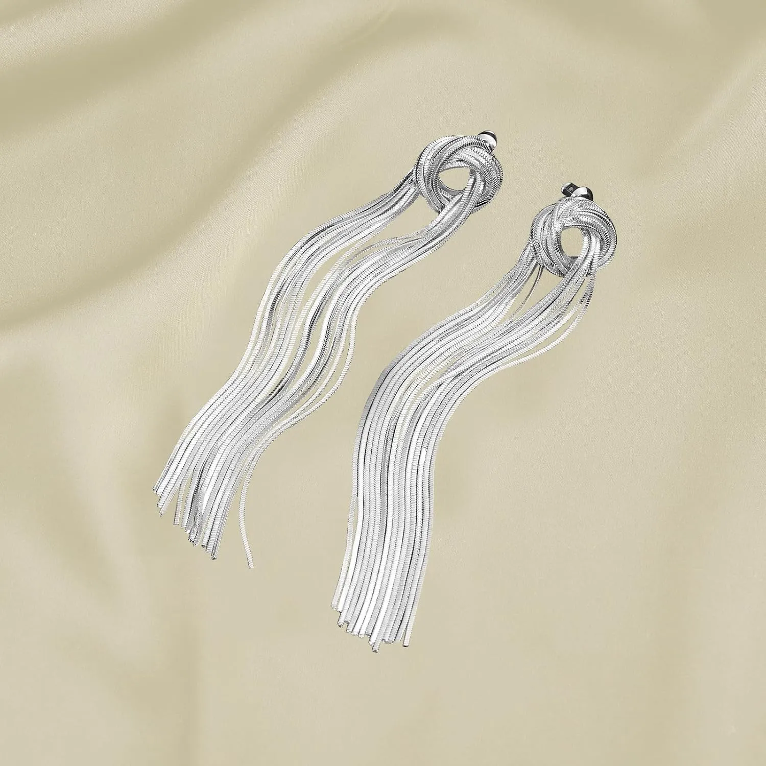 Gold Tassel Earrings Gold Prom Dangle Earrings for Women's Trendy Elegant Long Chain Studs for Teen