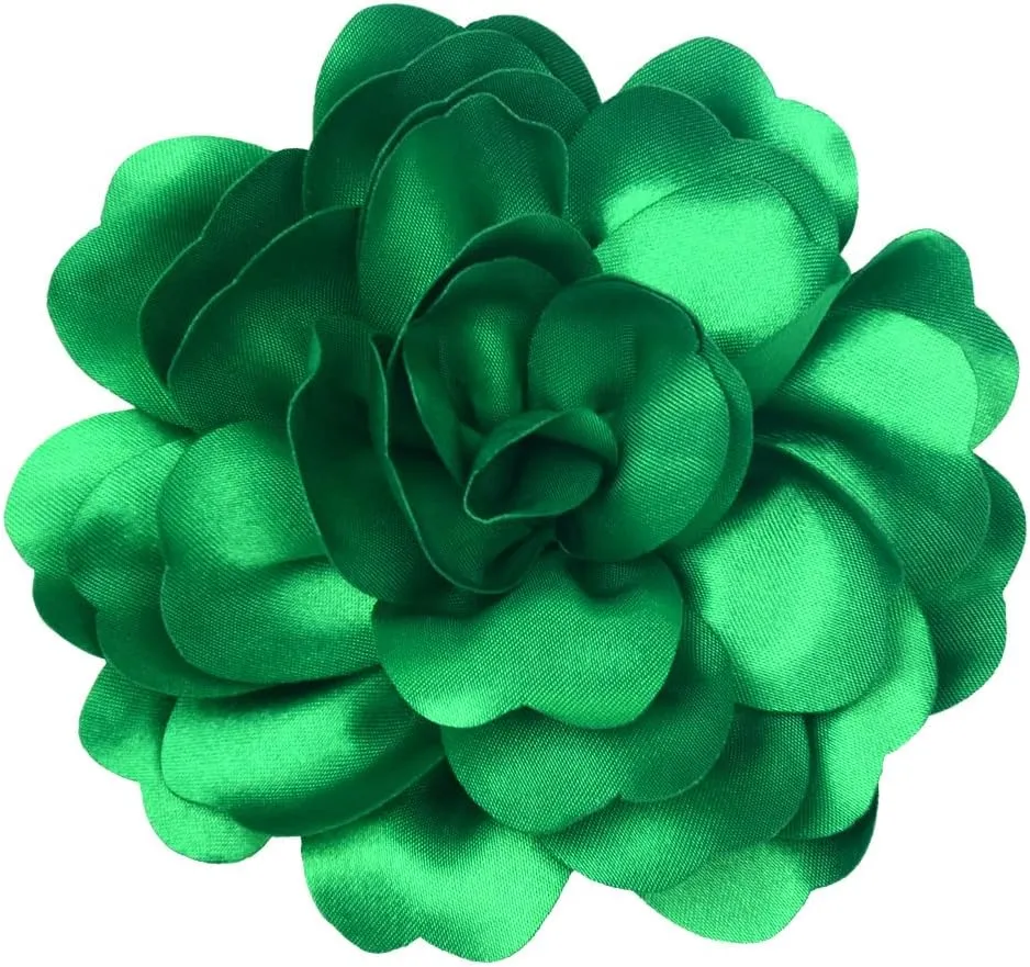 Handmade Camellia Satin Fabric Flower Brooch Pins for Women Vintage Elegant Flower Brooch Hair Clip Pins Wedding Party Dance Dress Clothes Accessories