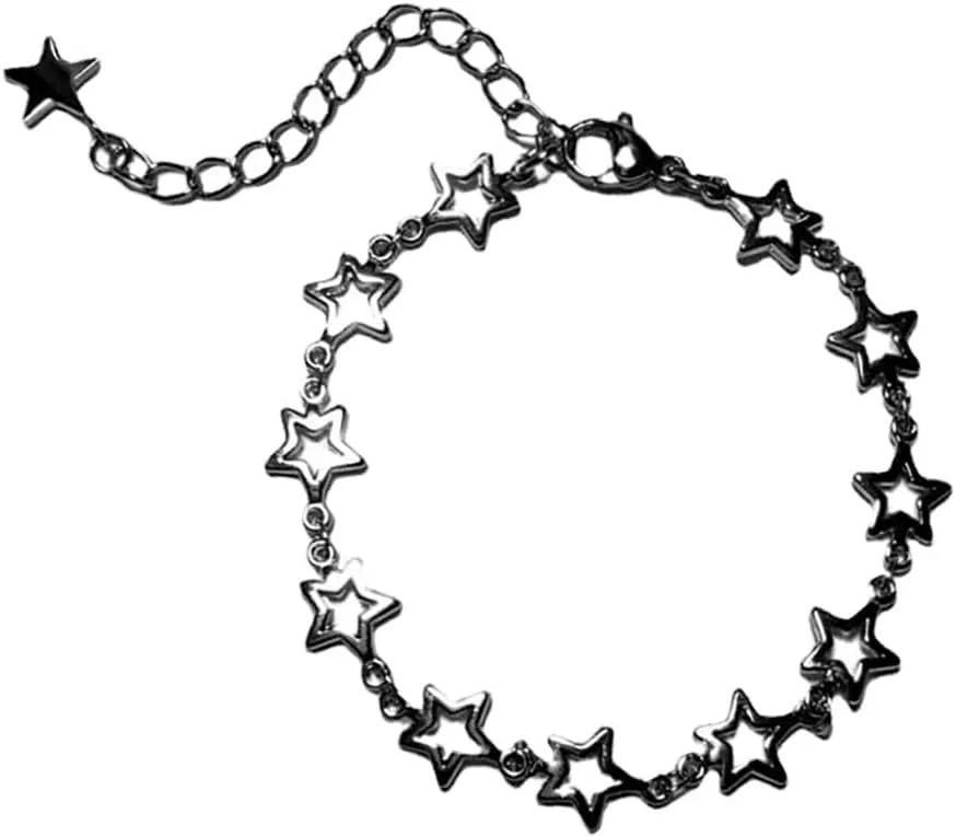 Hollow Five-pointed Star Bracelets Dainty Link Chain Bracelets Fashion Grunge Jewelry Adjustable Bracelets K Jewelry, Medium