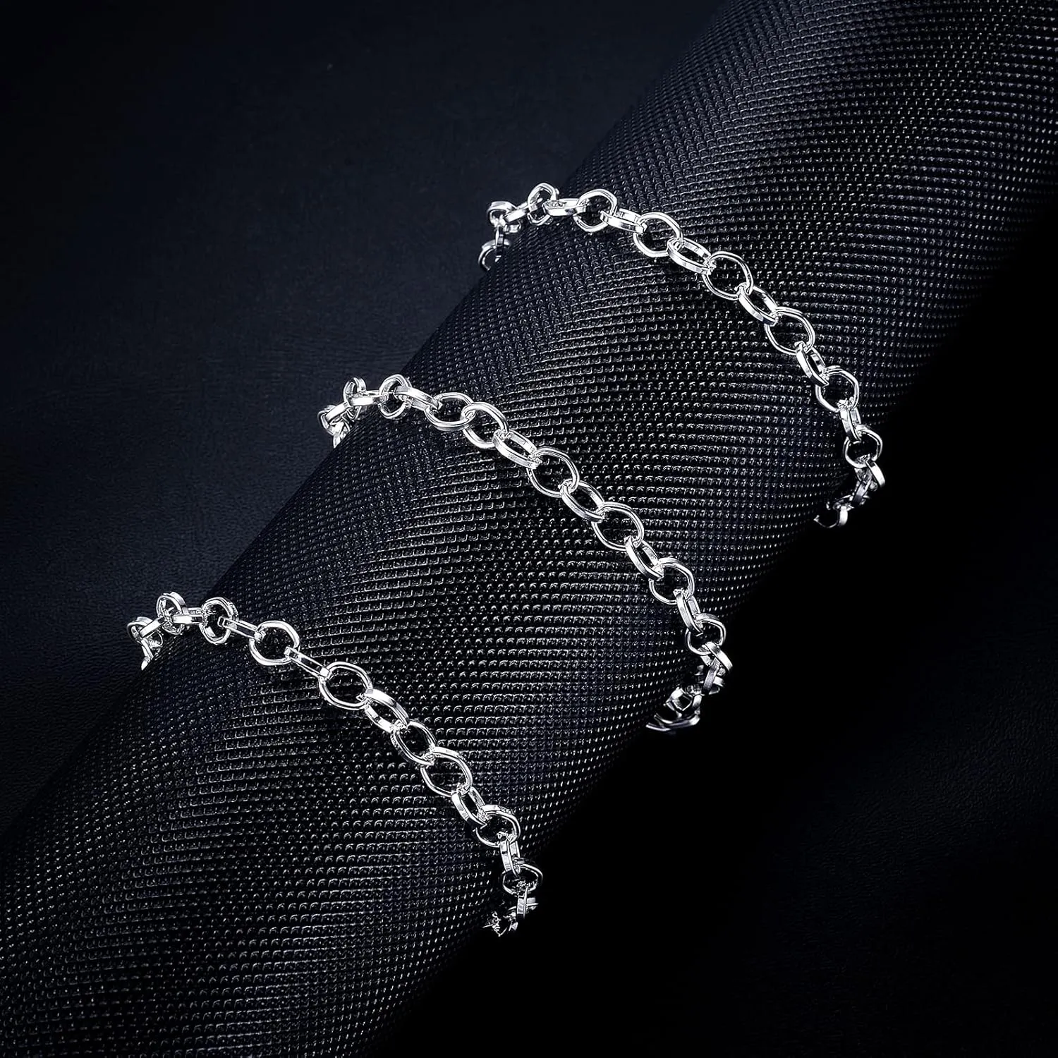 HOUSWEETY 12 Silver Plated Chain Bracelets Fit Clip on Charm 20cm(7-7/8")??Lobster Clasp Link Chain Bracelets for Men Women, Mens Bracelet Chain Bracelets for Men Jewelry Men Gifts