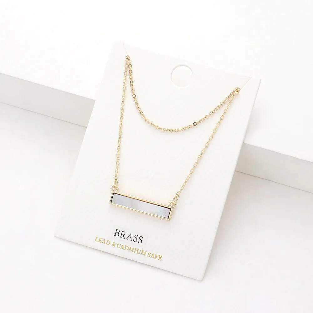 iLLASPARKZ Brass Metal Abalone Rectangle Pendant Double Layered Necklace