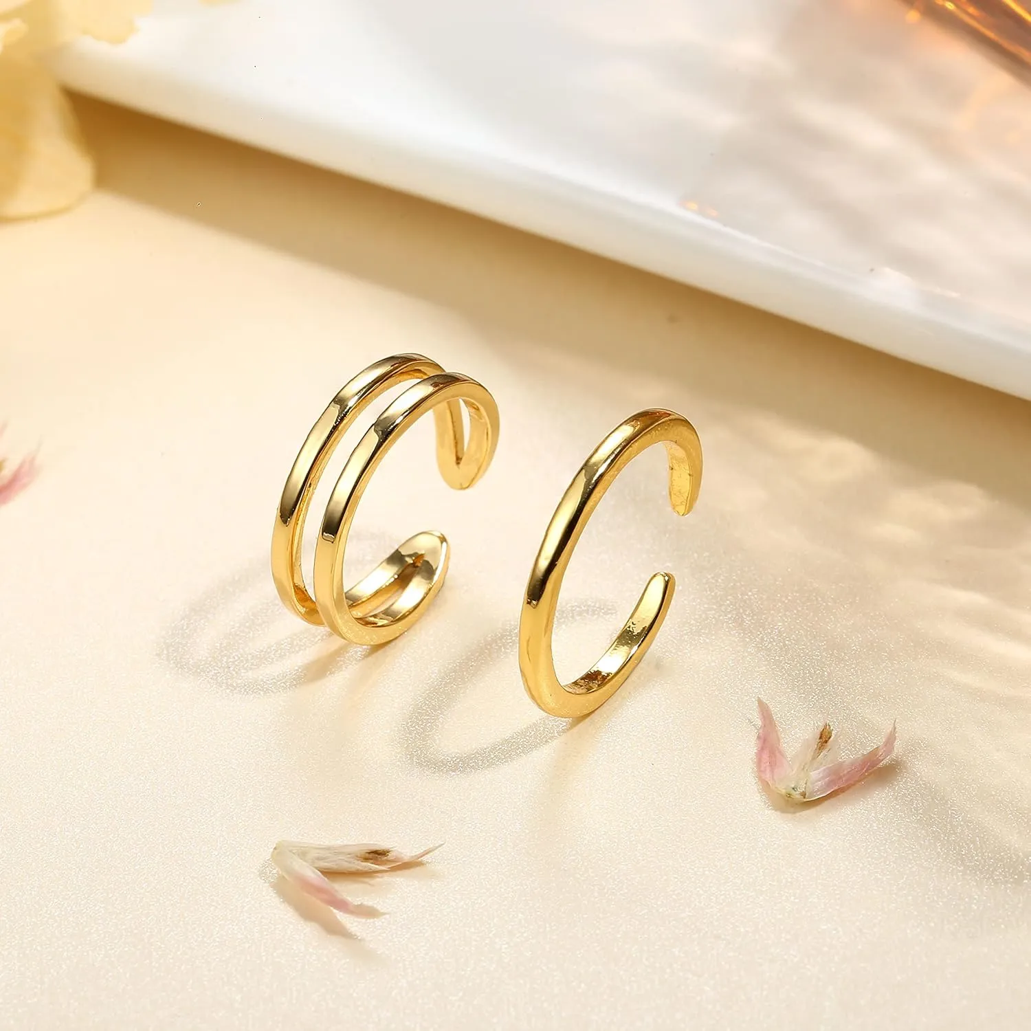 IRONBOX 14K Gold Filled Toe Rings for Women Simple Open Band Toe Ring Adjustable Toe Rings