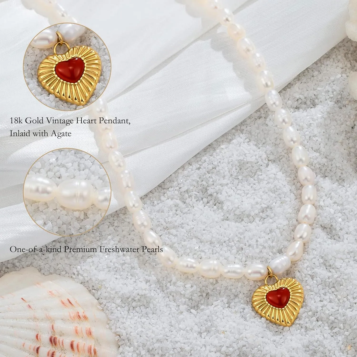 JINHUI Pearl Choker Necklace for Women, Dainty Love Heart/Evil Eye Hamsa Hand/Emerald Cut/Teardrop Birthstone/Star Charm Necklace Jewelry Gift for Her