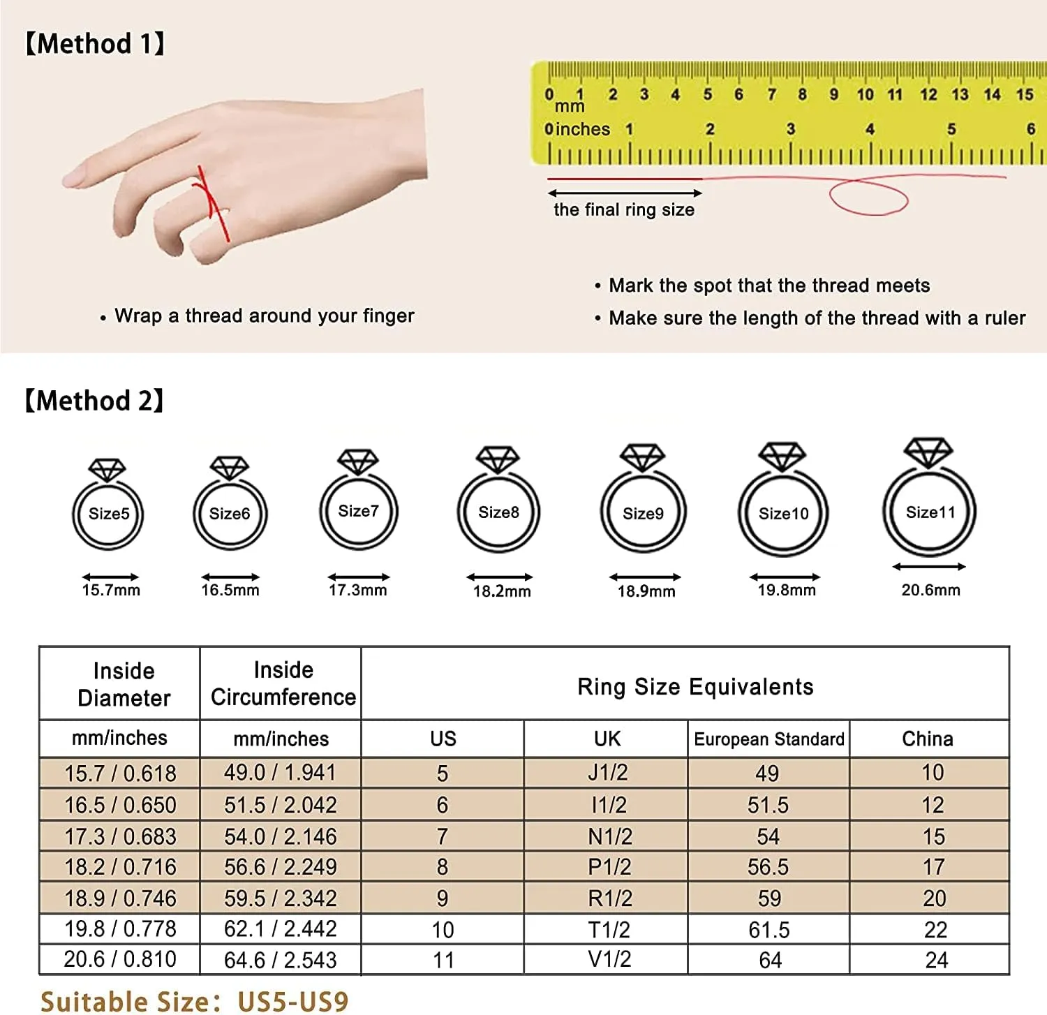 JO WISDOM Women Ring,Sterling Silver Stackable Initial Letter Rings for Women A-Z Cubic Zirconia Capital Letter Alphabet Adjustable Ring Size 7