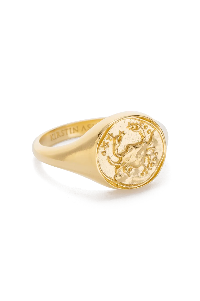 KIRSTIN ASH ZODIAC SIGNET RING - 18K GOLD VERMEIL