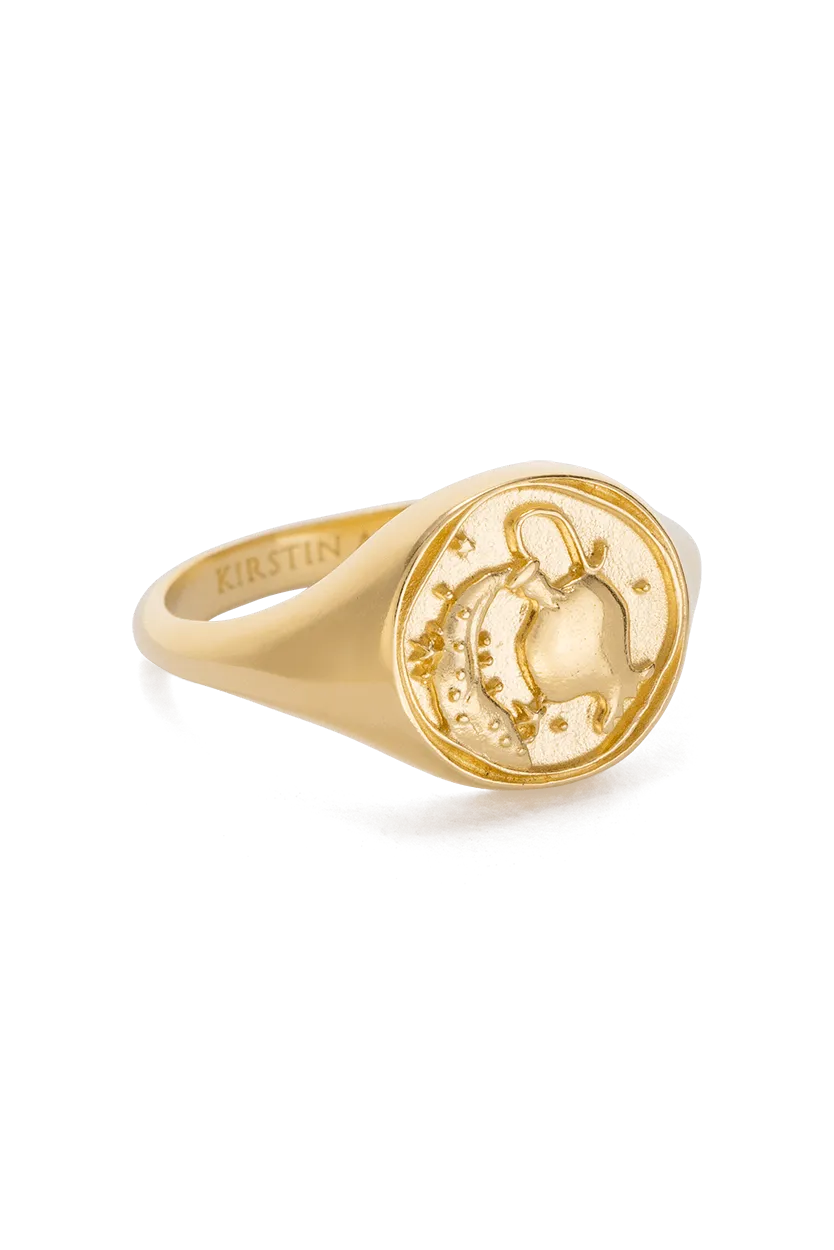 KIRSTIN ASH ZODIAC SIGNET RING - 18K GOLD VERMEIL