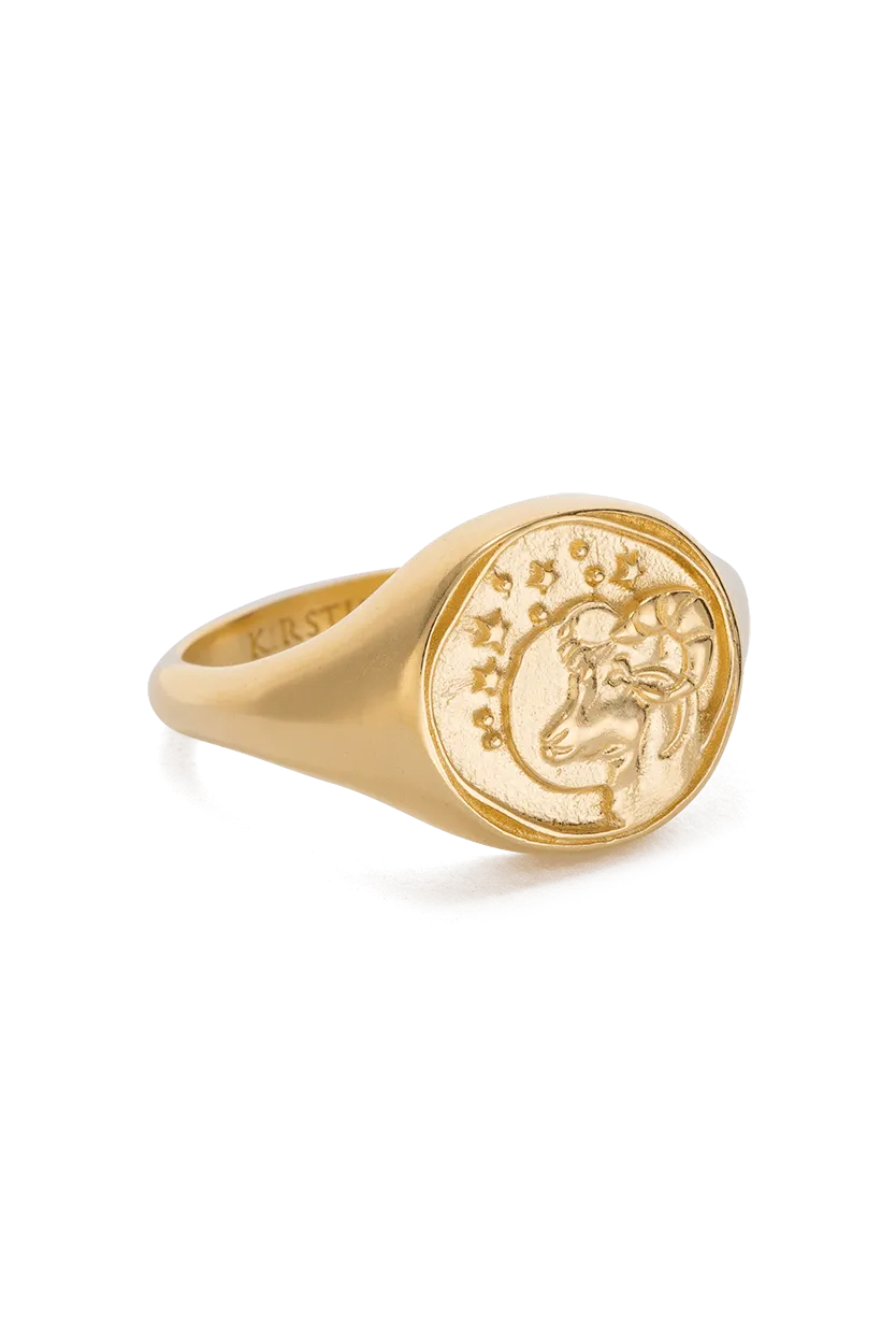 KIRSTIN ASH ZODIAC SIGNET RING - 18K GOLD VERMEIL